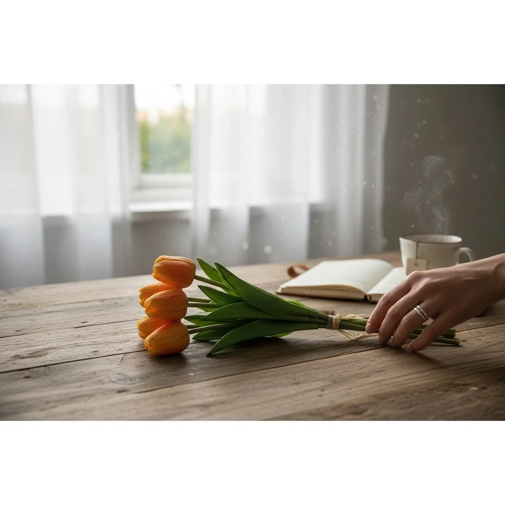 Bachman's Artificial Tulip Bouquet Home Decor OS Orange Brand New Faux Floral